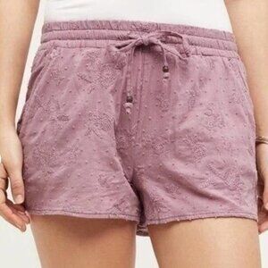 Anthropologie Hei Hei Lavender Purple Embroidered Drawstring Shorts Size L